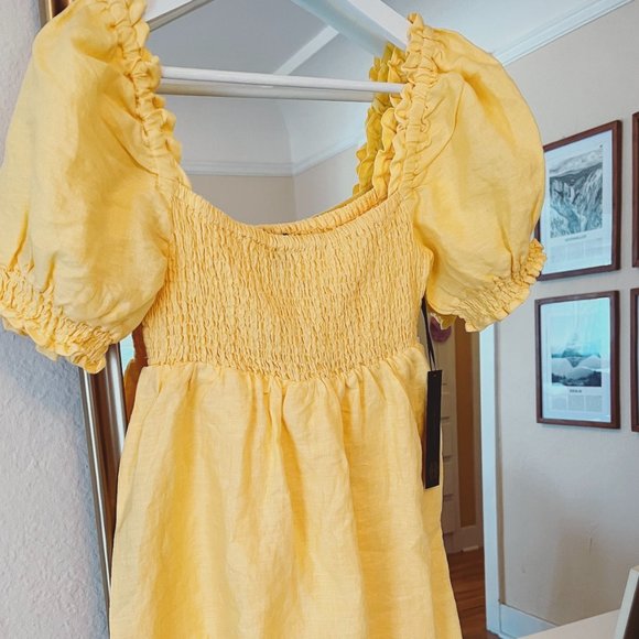 House of Harlow 1960 Sunset Yellow LINEN Dress size XS worn once! Huge markdown! - Picture 2 of 5